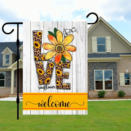 Custom Sunflower welcome garden flag - Flower front porch decor - Spring housewarming gift - sunflower yard art decor - Welcome Love sign
