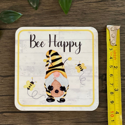 Bee Gnome Coaster Set: Honeybee Table Decor (Set of 4)