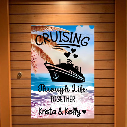 Magnetic Cruise Ship Door decoration, Funny Stateroom Banner Decor, Personalized Sign Gift for Cruisers, cruising through life together