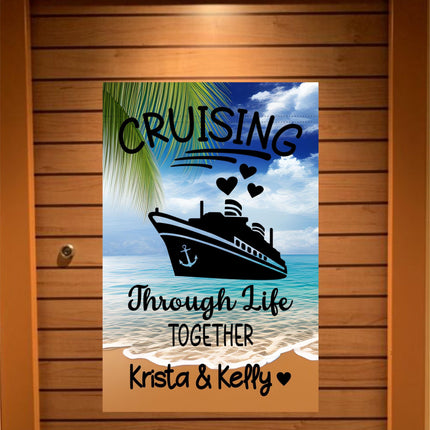 Magnetic Cruise Ship Door decoration, Funny Stateroom Banner Decor, Personalized Sign Gift for Cruisers, cruising through life together