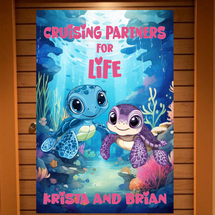 magnetic cruise ship door decoration, personalized cruising partners for life banner, honeymoon, Anniversary, Easy way to find cruise door