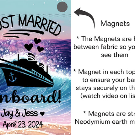 Magnetic Cruise Ship Door Decoration, Personalized Just Married on Board banner decor, besties Gift, Stateroom sign, Trip