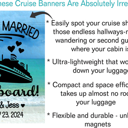 Magnetic Cruise Ship Door Decoration, Personalized Just Married on Board banner decor, besties Gift, Stateroom sign, Trip