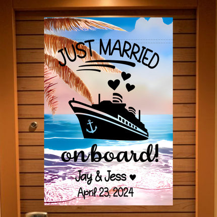 Magnetic Cruise Ship Door Decoration, Personalized Just Married on Board banner decor, besties Gift, Stateroom sign, Trip
