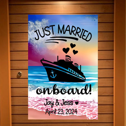 Magnetic Cruise Ship Door Decoration, Personalized Just Married on Board banner decor, besties Gift, Stateroom sign, Trip