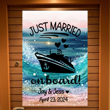 Magnetic Cruise Ship Door Decoration, Personalized Just Married on Board banner decor, besties Gift, Stateroom sign, Trip