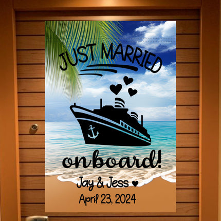 Magnetic Cruise Ship Door Decoration, Personalized Just Married on Board banner decor, besties Gift, Stateroom sign, Trip