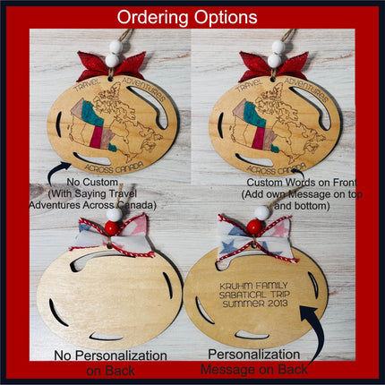 Canada map Ornament, Providence Visited Ornament, Canadian Travel Map, Travel Ornament, Travel Tracker, Family Trip Ornament, Places visited