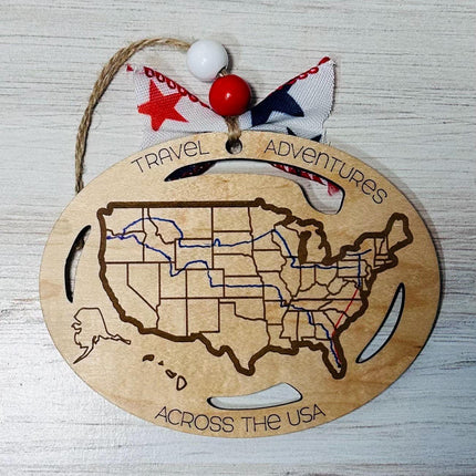 USA Ornament, States Visited Ornament, US Travel Map, USA Map, Places Traveled, Travel Tracker, Family Trip Ornament, Gift for Traveler