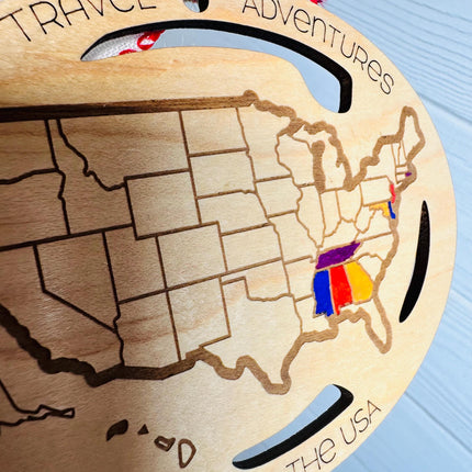 USA Ornament, States Visited Ornament, US Travel Map, USA Map, Places Traveled, Travel Tracker, Family Trip Ornament, Gift for Traveler