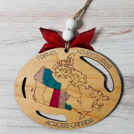 Canada map Ornament, Providence Visited Ornament, Canadian Travel Map, Travel Ornament, Travel Tracker, Family Trip Ornament, Places visited