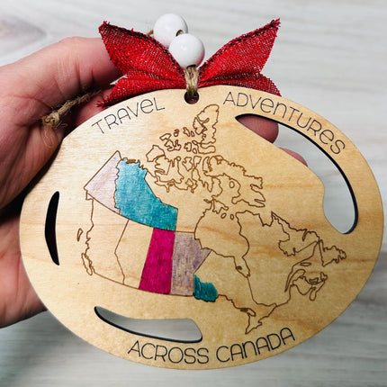Canada map Ornament, Providence Visited Ornament, Canadian Travel Map, Travel Ornament, Travel Tracker, Family Trip Ornament, Places visited