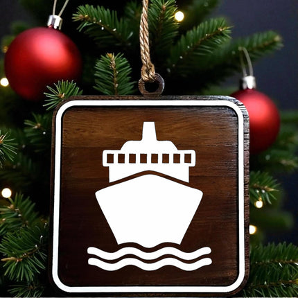 Cruise Ship Ornament, Recreational Trail Sign, Gift for Cruiser, National Park Icon, Christmas Tree Decor, Personalized Gift, Keepsake
