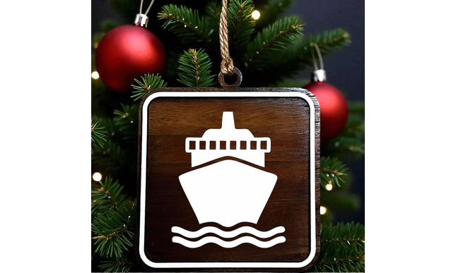 Cruise Ship Ornament, Recreational Trail Sign, Gift for Cruiser, National Park Icon, Christmas Tree Decor, Personalized Gift, Keepsake