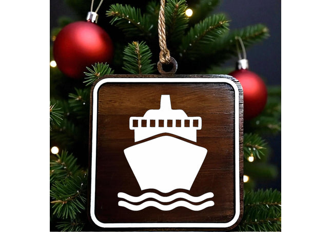 Cruise Ship Ornament, Recreational Trail Sign, Gift for Cruiser, National Park Icon, Christmas Tree Decor, Personalized Gift, Keepsake