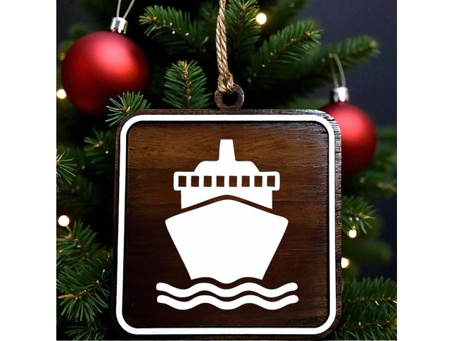 Cruise Ship Ornament, Recreational Trail Sign, Gift for Cruiser, National Park Icon, Christmas Tree Decor, Personalized Gift, Keepsake
