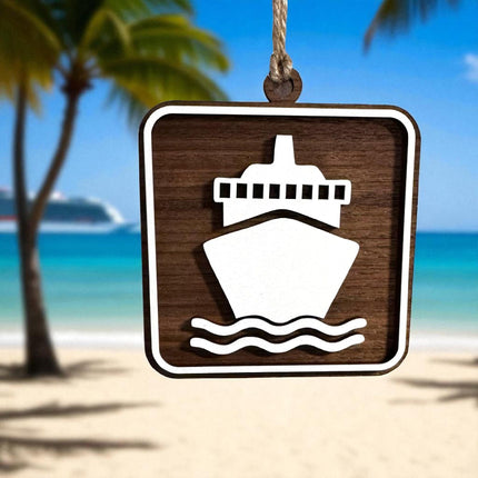 Cruise Ship Ornament, Recreational Trail Sign, Gift for Cruiser, National Park Icon, Christmas Tree Decor, Personalized Gift, Keepsake