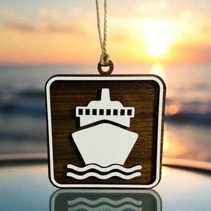 Cruise Ship Ornament, Recreational Trail Sign, Gift for Cruiser, National Park Icon, Christmas Tree Decor, Personalized Gift, Keepsake