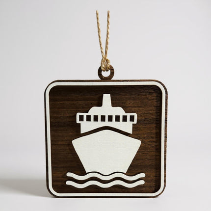 Cruise Ship Ornament, Recreational Trail Sign, Gift for Cruiser, National Park Icon, Christmas Tree Decor, Personalized Gift, Keepsake