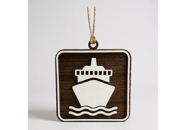 Cruise Ship Ornament, Recreational Trail Sign, Gift for Cruiser, National Park Icon, Christmas Tree Decor, Personalized Gift, Keepsake