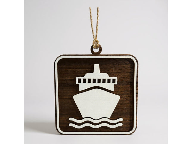 Cruise Ship Ornament, Recreational Trail Sign, Gift for Cruiser, National Park Icon, Christmas Tree Decor, Personalized Gift, Keepsake