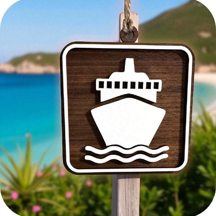 Cruise Ship Ornament, Recreational Trail Sign, Gift for Cruiser, National Park Icon, Christmas Tree Decor, Personalized Gift, Keepsake