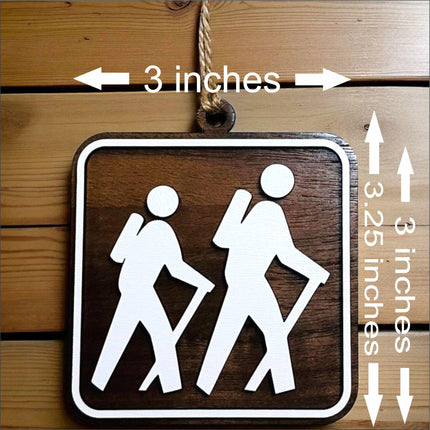 Hiking Ornament, National Park Trail Sign Hiker Symbol, Backpacker Gift, Outdoor Adventure Christmas Tree Decor, Personalized Gift Keepsake