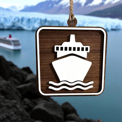 Cruise Ship Ornament, Recreational Trail Sign, Gift for Cruiser, National Park Icon, Christmas Tree Decor, Personalized Gift, Keepsake