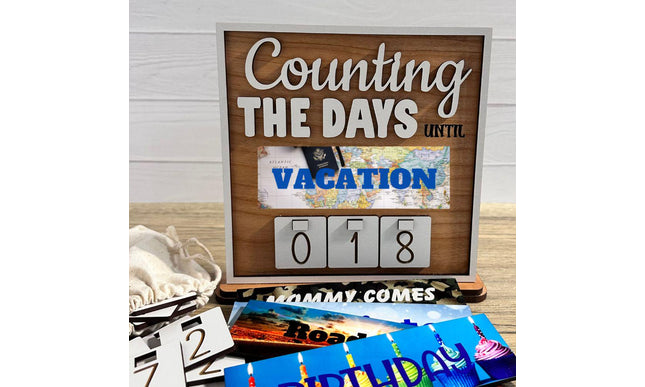 Handmade Wood Countdown Sign, Vacation Count Down Tracker, Holiday Personalized Calendar, Interchangeable Plates