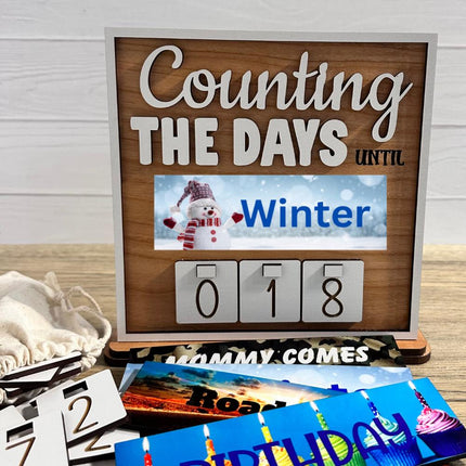 Winter Countdown Sign with Swappable Plates for Events, Holidays, Seasons, Home Decor