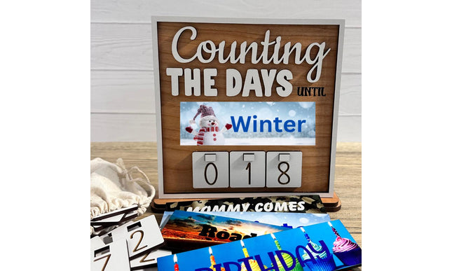 Winter Countdown Sign with Swappable Plates for Events, Holidays, Seasons, Home Decor
