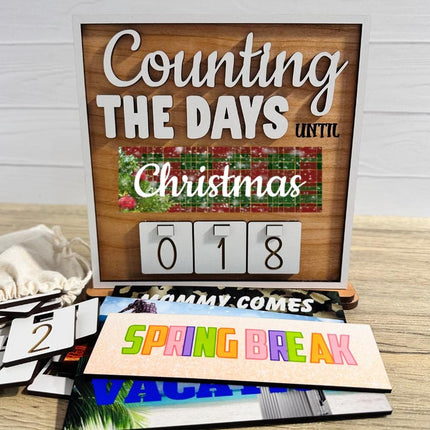 Christmas Countdown Sign with Swappable Plates for Events, Holidays, Seasons, Home Decor