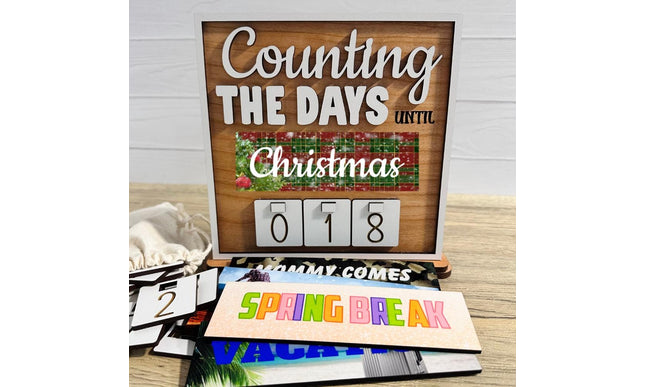 Christmas Countdown Sign with Swappable Plates for Events, Holidays, Seasons, Home Decor