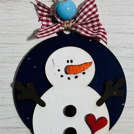 DIY snowman with heart wood ornament kit