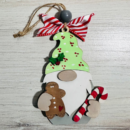 DIY Gnome holding a candy cane wood ornament kit