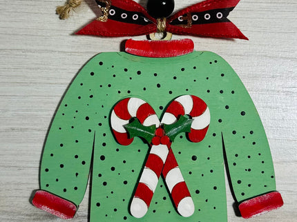 DIY Christmas Sweater with candy canes wood ornament kit
