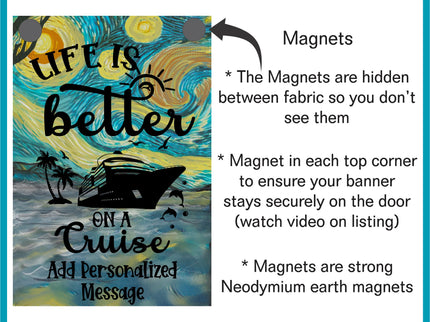 magnetic cruise Ship door decoration banner, Starry Night cruising door magnet sign, personalized custom stateroom door decoration