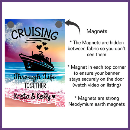 Magnetic Cruise Ship Door decoration, Funny Stateroom Banner Decor, Personalized Sign Gift for Cruisers, cruising through life together