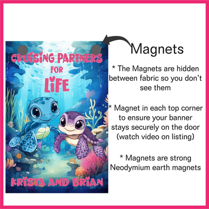 magnetic cruise ship door decoration, personalized cruising partners for life banner,  honeymoon, Anniversary,  Easy way to find cruise door