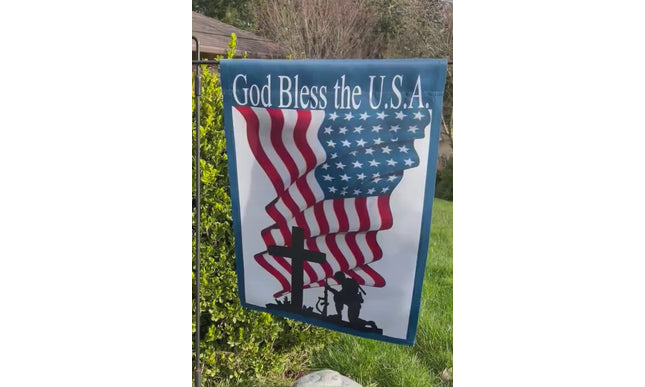 USA Military Soldier Patriotic Garden Flag - In memory Veteran memorial grave sign - 4th of July Banner- God Bless the USA Yard decor