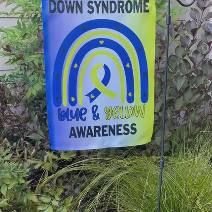 Down Syndrome Awareness, Down Syndrome support ribbon sign, Blue and Yellow Down Syndrome Rainbow Flag, T21 Trisomy 21 lucky mama, Lucky Few
