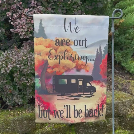 Personalized Fall Camping Garden Flag – Bright Colors, Custom RV Trailer Sign, Outdoor Decor, Perfect Gift for Campers & Travelers