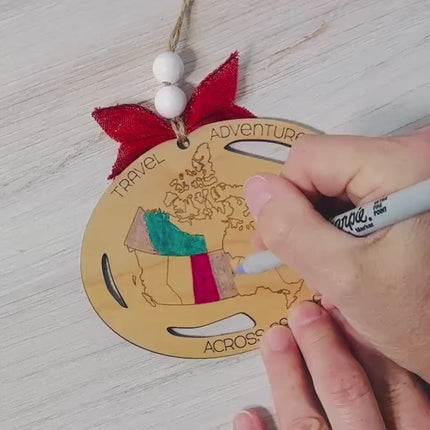 Canada map Ornament, Providence Visited Ornament, Canadian Travel Map, Travel Ornament, Travel Tracker, Family Trip Ornament, Places visited