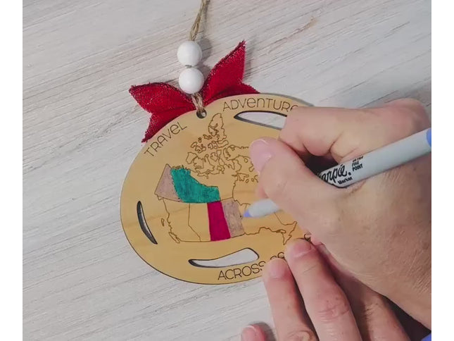 Canada map Ornament, Providence Visited Ornament, Canadian Travel Map, Travel Ornament, Travel Tracker, Family Trip Ornament, Places visited