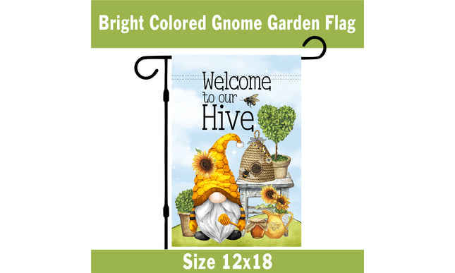 Gnome Garden Flag, Spring Yard Sign, Summer Gnome Yard Sign, Outdoor Welcome Garden Flag