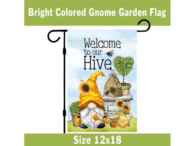 Gnome Garden Flag, Spring Yard Sign, Summer Gnome Yard Sign, Outdoor Welcome Garden Flag