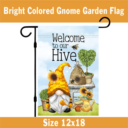 Gnome Garden Flag, Spring Yard Sign, Summer Gnome Yard Sign, Outdoor Welcome Garden Flag