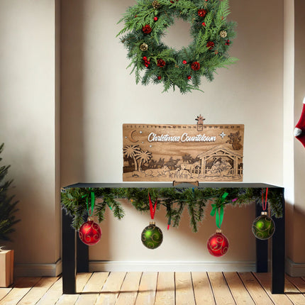 Nativity Christmas Countdown Sign – Handcrafted 3D Layered Wooden Advent Calendar