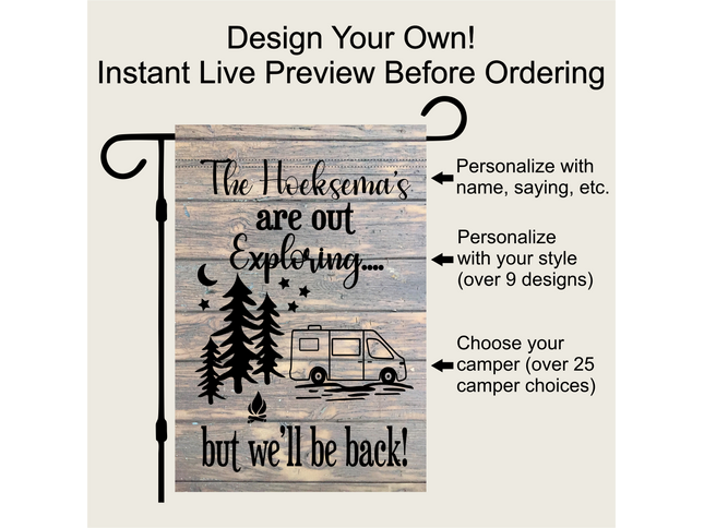 Camper Flag, Welcome to our campsite garden flag, camper outdoor decor, Personalized camp sign, Camper Essentials, Camping Gift, RV Decor