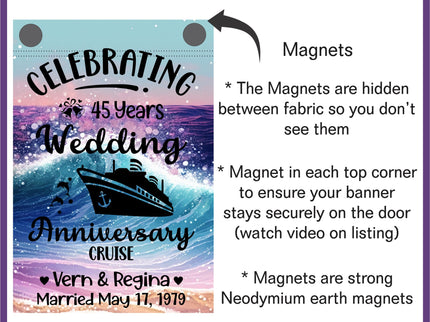 magnetic cruise Ship door decoration banner, personalized anniversary cruise magnet sign, stateroom cabin door banner, cruising partners